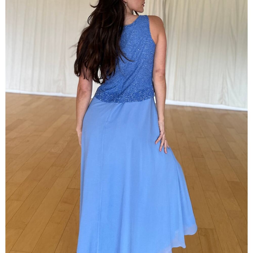 Jkara Women’s 6P Dress Periwinkle Blue Sleeveless Beaded Bodice Vintage Gown NWT